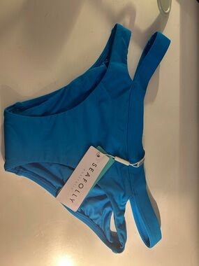 NWT seafolly active split band hipster electric blue bikini bottoms